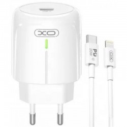 XO Φορτιστής με Θύρα USB-C και Καλώδιο Lightning 20W Power Delivery Λευκός (L113)