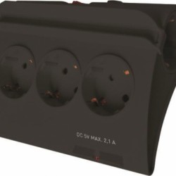 Eurolamp Πολύπριζο Ασφαλείας 5 Θέσεων με Διακόπτη, 2 USB και Καλώδιο 1.5m Μαύρο