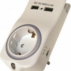 Eurolamp Φορτιστής Χωρίς Καλώδιο με 2 Θύρες USB-A Λευκός (147-09003)