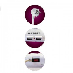 Eurolamp Πολύπριζο Ασφαλείας 5 Θέσεων με Διακόπτη, 2 USB και Καλώδιο 1.5m Μαύρο
