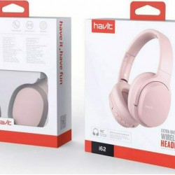 Havit I62 Ασύρματα/Ενσύρματα Over Ear Ακουστικά με 8 ώρες Λειτουργίας Ροζ