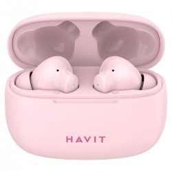 Havit TW967 In-ear Bluetooth Handsfree Ακουστικά με Θήκη Φόρτισης Ροζ