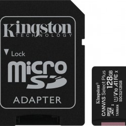 Kingston Canvas Select Plus microSDXC 128GB Class 10 U1 V10 A1 UHS-I με αντάπτορα