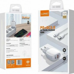 Ldnio Φορτιστής Χωρίς Καλώδιο με Θύρα USB-A και Θύρα USB-C 18W Power Delivery / Quick Charge 3.0 Λευκός (A2313C)