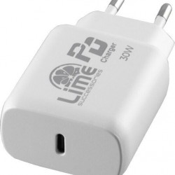 Lime Φορτιστής με Θύρα USB-C και Καλώδιο USB-C 30W Power Delivery Πράσινος (LTC30W)