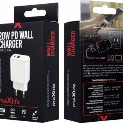 Maxlife Φορτιστής Χωρίς Καλώδιο με Θύρα USB-A και Θύρα USB-C 20W Quick Charge 3.0 / Power Delivery Λευκός (MXTC-05)