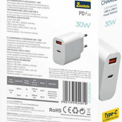 Platinet Φορτιστής Χωρίς Καλώδιο με Θύρα USB-A και Θύρα USB-C 30W Λευκός (PLCUPD30W)
