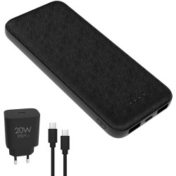PLATINET POWER BANK SET 10000 MAH + 20W PD CHARGER + 1M CABLE BLACK