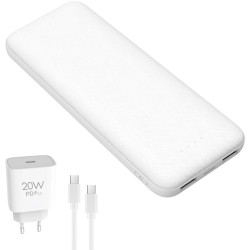 PLATINET POWER BANK SET 10000 MAH + 20W PD CHARGER + 1M CABLE WHITE