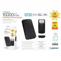 PLATINET POWER BANK SET 10000 MAH + 20W PD CHARGER + 1M CABLE BLACK