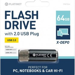Platinet X-Depo 64GB USB 2.0 Stick Μαύρο