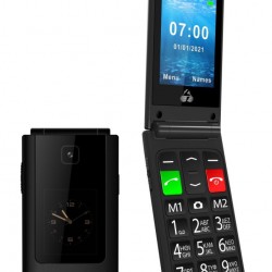 POWERTECH κινητό τηλέφωνο Sentry Dual II V2, 2 οθόνες, dual SIM, πλήκτρο SOS, μαύρο