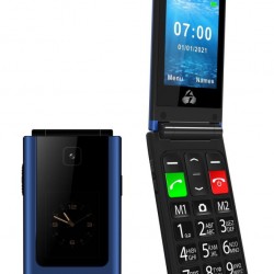 POWERTECH κινητό τηλέφωνο Sentry Dual II V2, 2 οθόνες, dual SIM, πλήκτρο SOS, μπλε
