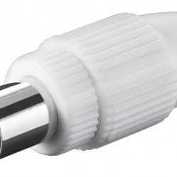 POWERTECH βύσμα κεραίας PAL CAB-V031, θηλυκό, 15.88mm, λευκό, 5τμχ