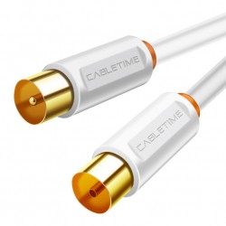 CABLETIME καλώδιο κεραίας CT-AV101, 75 Ohm, 1m, λευκό