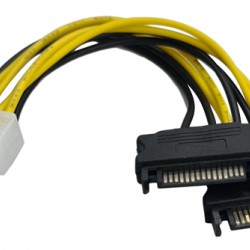 POWERTECH καλώδιο EPS 8pin σε 2x SATA 15pin CAB-W039, 15cm