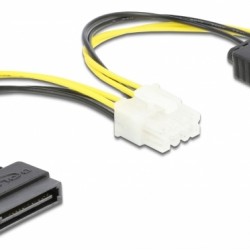 DELOCK καλώδιο EPS 8pin σε 2x SATA 15pin 83020, 15cm