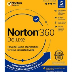 NORTON Antivirus 360 Deluxe ESD, 5 συσκευές, 50GB cloud, 1 έτος