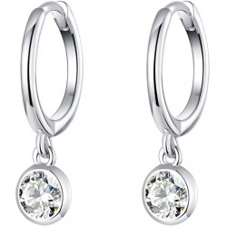 BAMOER σκουλαρίκια κρίκος SCE830 με κυβική ζιρκόνια, ασήμι 925, ασημί