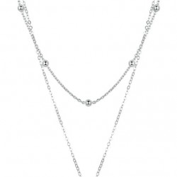 BAMOER κολιέ SCN365 δυο σειρών, ασήμι 925, ασημί