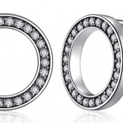 BAMOER σκουλαρίκια καρφωτά PAS437 σε σχέδιο κύκλου, ασήμι 925, ασημί