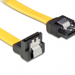 POWERTECH καλώδιο SATA CAB-W046, γωνιακό 90°, 6 Gb/s, 0.70m, κίτρινο