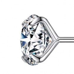 BAMOER σκουλαρίκια καρφωτά BSE166 με κυβική ζιρκόνια, 6mm, ασήμι 925