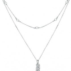 BAMOER κολιέ BSN208 δυο σειρών, με πέρλες, ασήμι 925, ασημί