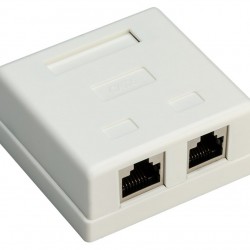 GOOBAY επιτοίχια πρίζα δικτύου 77635, 2 θύρες RJ45, CAT 6 STP, λευκή