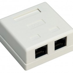 GOOBAY επιτοίχια πρίζα δικτύου 77633, 2 θύρες RJ45, CAT 6 UTP, λευκή