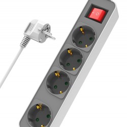 POWERTECH πολύπριζο ασφαλείας PT-1056, 4x schuko, 16A, 1.4m, λευκό