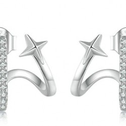 BAMOER σκουλαρίκια καρφωτά YIE223 με κυβική ζιρκόνια, ασήμι 925, ασημί