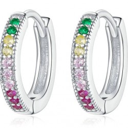 BAMOER σκουλαρίκια κρίκοι BSE459, κυβική ζιρκόνια, ασήμι 925, ασημί