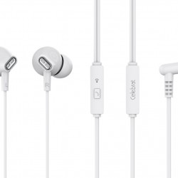 CELEBRAT earphones με μικρόφωνο G21, 3.5mm σύνδεση, Φ12mm, 1.2m, λευκά