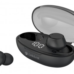 CELEBRAT earphones με θήκη φόρτισης TWS-W32, True Wireless, Φ8mm, μαύρα