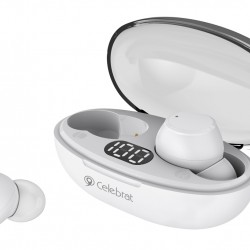 CELEBRAT earphones με θήκη φόρτισης TWS-W32, True Wireless, Φ8mm, λευκά