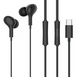 CELEBRAT earphones με μικρόφωνο D13, USB-C σύνδεση, Φ10mm, 1.2m, μαύρα