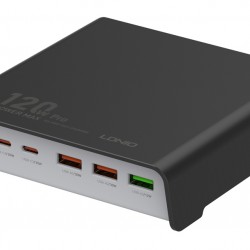 LDNIO σταθμός φόρτισης Q605, 3x USB-C & 3x USB, 120W, PD/QC, μαύρος