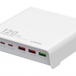 LDNIO σταθμός φόρτισης Q605, 3x USB-C & 3x USB, 120W, PD/QC, λευκός