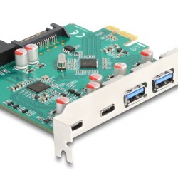 DELOCK κάρτα επέκτασης PCIe x1 σε 3x USB/2x USB-C/19-pin 90109, 5Gbps
