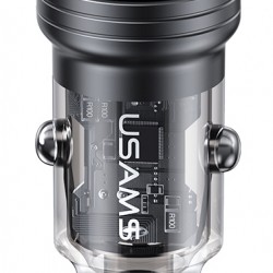 USAMS φορτιστής αυτοκινήτου US-CC175, USB & USB-C, 45W, QC & PD, μαύρος