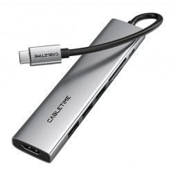 CABLETIME docking station CT-HBP2-AG7, 7 θυρών, USB-C, 4K, 100W, γκρι