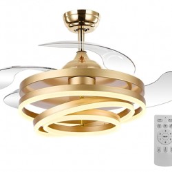 POWERTECH ανεμιστήρας οροφής HLL-0130 με LED φως, 72W, Φ106x50cm, χρυσός