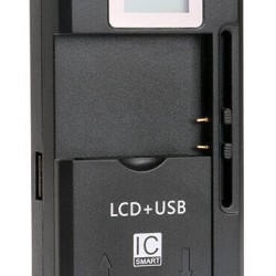 POWERTECH φορτιστής μπαταρίας κινητών QC64 με οθόνη, USB, μαύρος