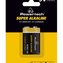 POWERTECH αλκαλική μπαταρία Super Alkaline PT-1215, 9V, 1τμχ