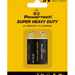 POWERTECH μπαταρία Zinc Carbon Super Heavy Duty PT-1220, 9V, 1τμχ