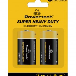 POWERTECH μπαταρίες Zinc Carbon Super Heavy Duty PT-1221, R14 1.5V, 2τμχ