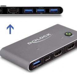 DELOCK HDMI KVM switch 18647 με 4x θύρες USB 5Gbps, 8K/30Hz, γκρι