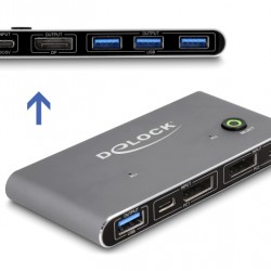 DELOCK DisplayPort KVM switch 18646 με 4x θύρες USB 5Gbps, 8K/30Hz, γκρι