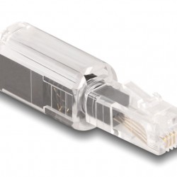 DELOCK βύσμα τηλεφώνου RJ10 88168, 360° περιστρεφόμενο, διάφανο-μαύρο